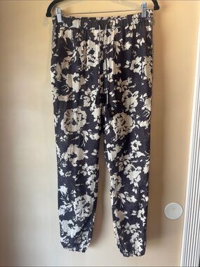 ba&sh Demi Carbone Brown and Cream Floral Print Pull-On Cotton Joggers